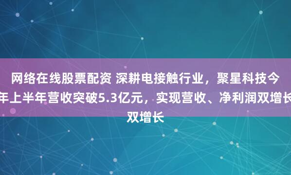 网络在线股票配资 深耕电接触行业，聚星科技今年上半年营收突破5.3亿元，实现营收、净利润双增长