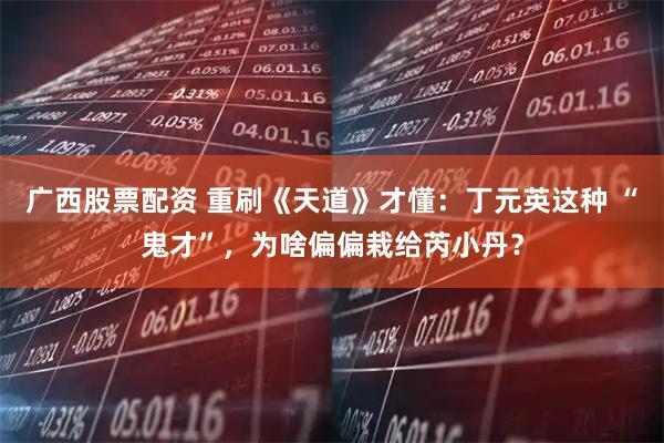 广西股票配资 重刷《天道》才懂：丁元英这种 “鬼才”，为啥偏偏栽给芮小丹？
